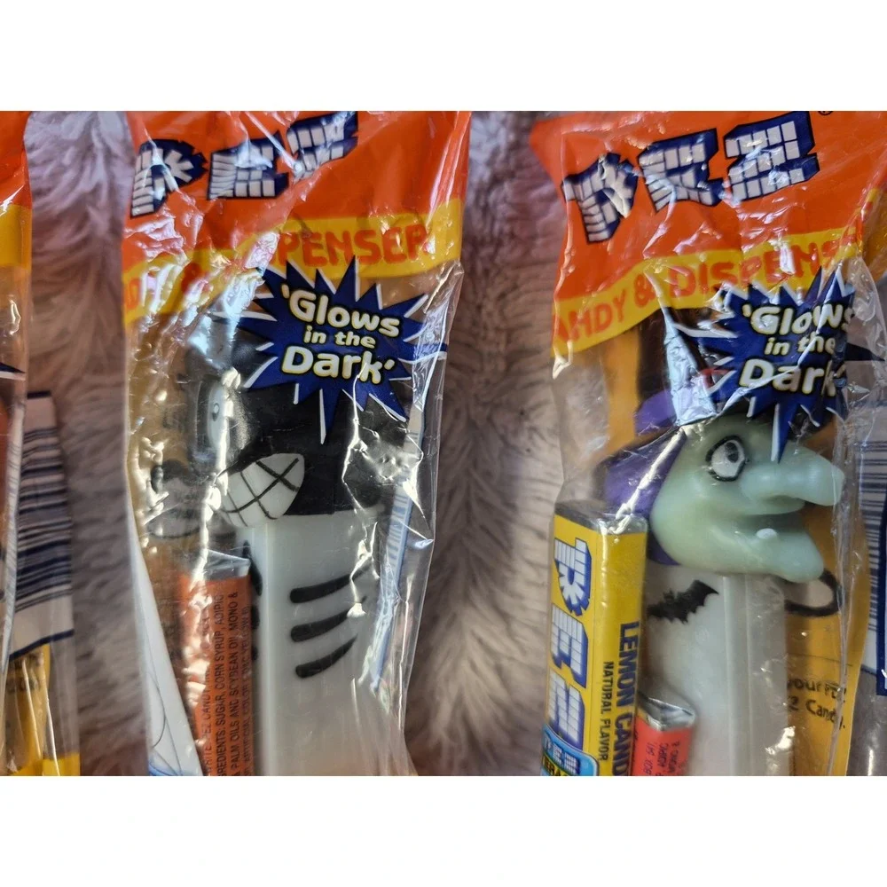 Vintage Lot 4 90s Halloween PEZ Dispenser Witch, Skeleton, Jack OLantern Pumpkin